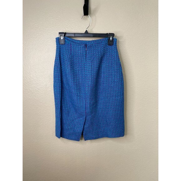 Renée DuMar Vintage Neiman Marcus Blue Purple Woven Tweed Pencil Skirt 6 - Picture 4 of 8